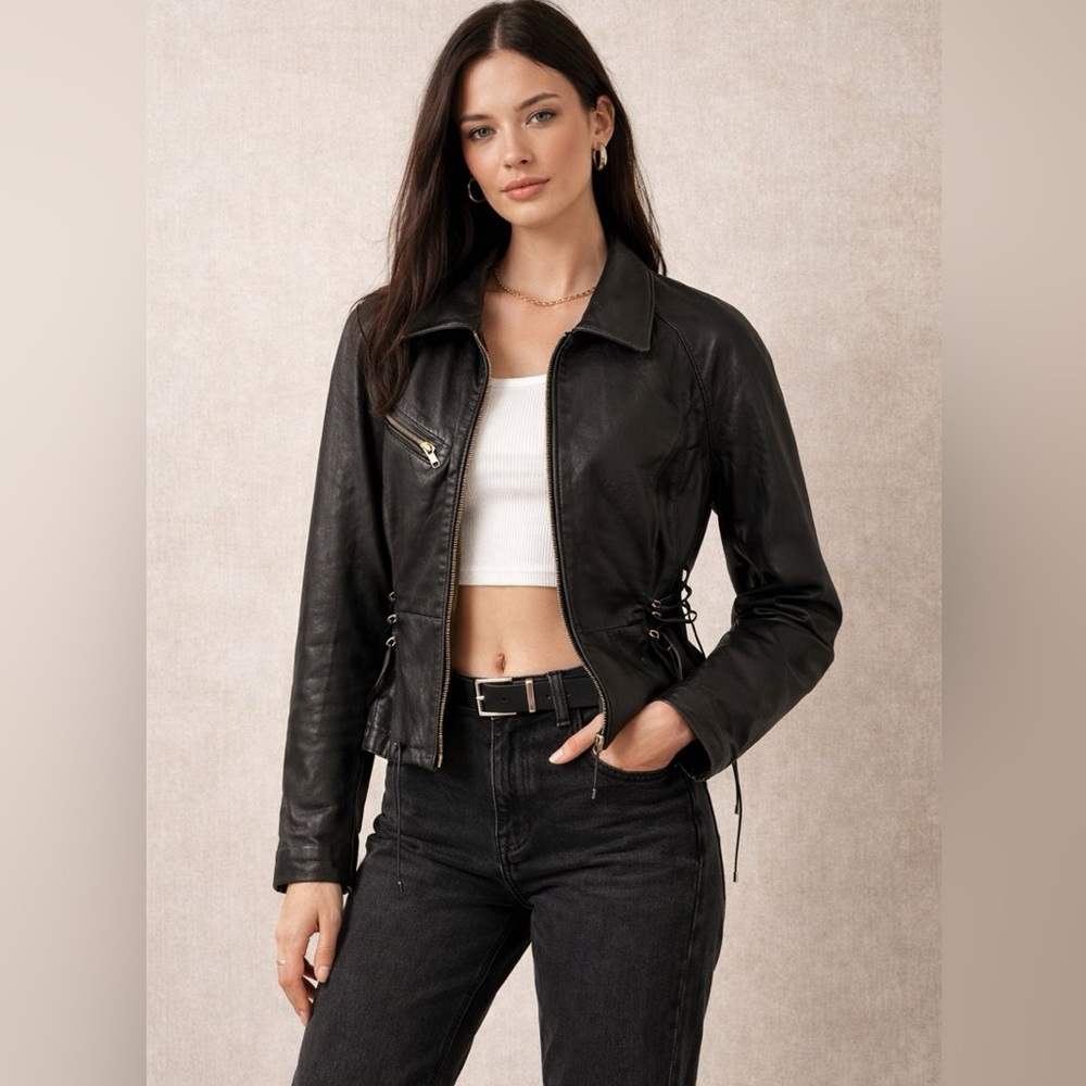 Danier Classic Black Leather Jacket